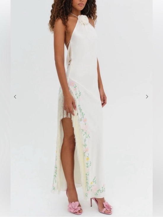 For Love And Lemons Dresses & Skirts - For Love And Lemons Cream Asymmetrical Floral-Trim Halter Dress